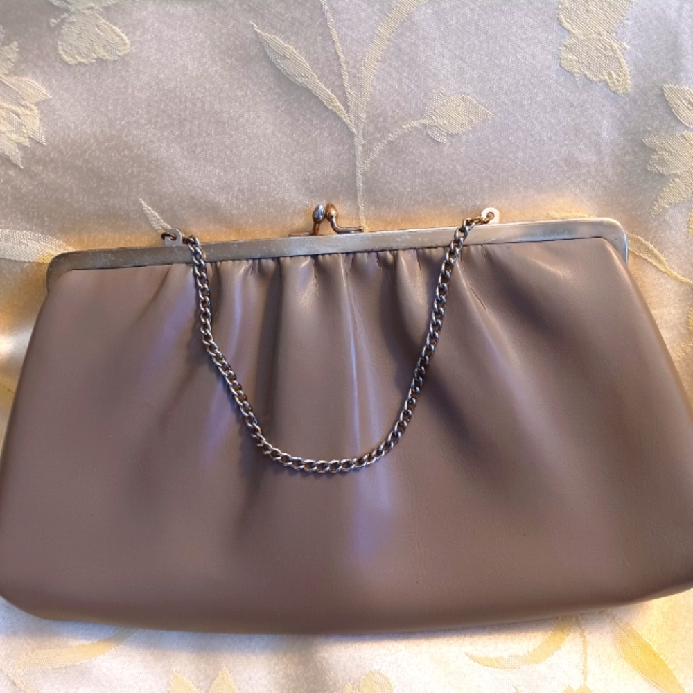Vintage Clutch Purse Handbag Color Taupe